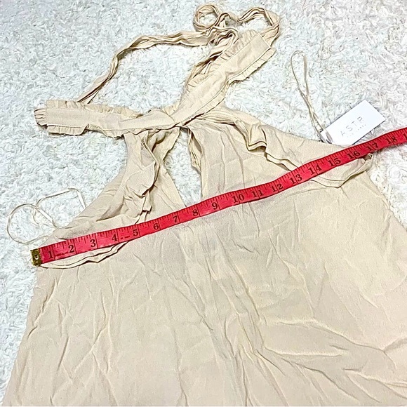ASTR  Cream Halter Ruffle Keyhole Camisole Top - Picture 8 of 8